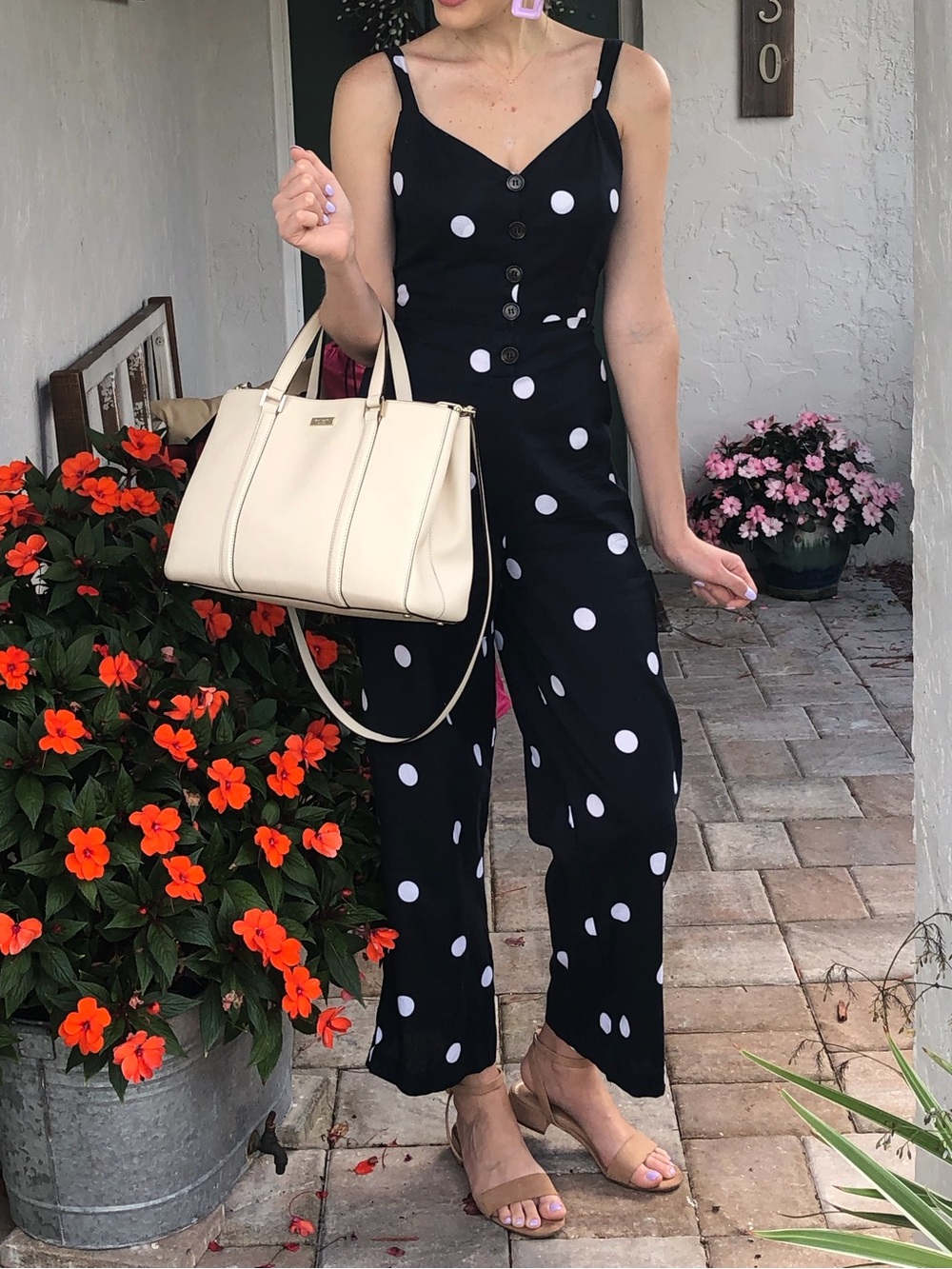 Women’s Navy Blue Polka Dot Jumpsuit